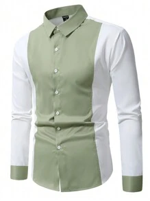 Manfinity Mode Men's Single-breasted Long Sleeve Shirt - White - View 1