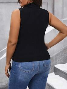 Calvaya Hơn Áo cao cổ Đồ đan Ribbed Áo - màu đen - Xem 2