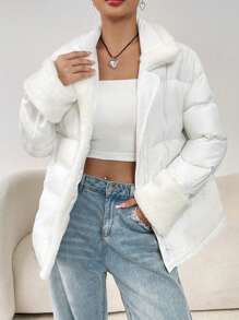 SHEIN EZwear Của phụ nữ áo Với Vá lại - trắng - Xem 1
