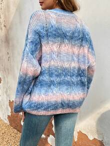 SHEIN LUNE Ombre Drop Shoulder Sweater - Multicolor - View 2