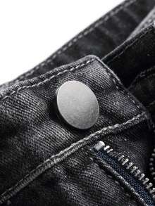 Vaqueros Deshilachados Con Lavado Desteñido Y Rasgados Para Adolescente Niño - Negro - Ver 6