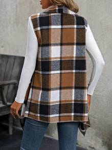 SHEIN LUNE Của phụ nữ Kẻ sọc Không tay áo Với Lớn Cổ áo tây - Nhiều màu - Xem 2