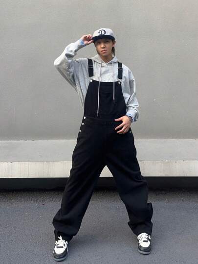 Manfinity Hypemode ゆったりフィットデニムオーバーオール