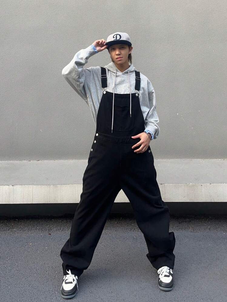 2024 新 - メンズデニムよだれかけオーバーオールメンズリラックス