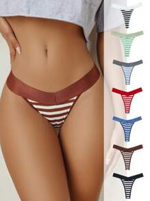 SHEIN Women's Striped Thong Underwear 7 Pcs, - Multicolor - View 1