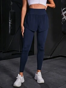 SHEIN Sport Studio Leggings esportivas com design de bolso 2 em 1 e bolso para telefone