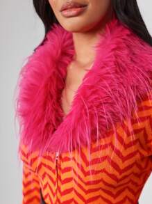 Blank 设计师 V 形图案毛绒装饰毛衣，适合秋冬季、假期、节日 - 彩色 - 查看 6