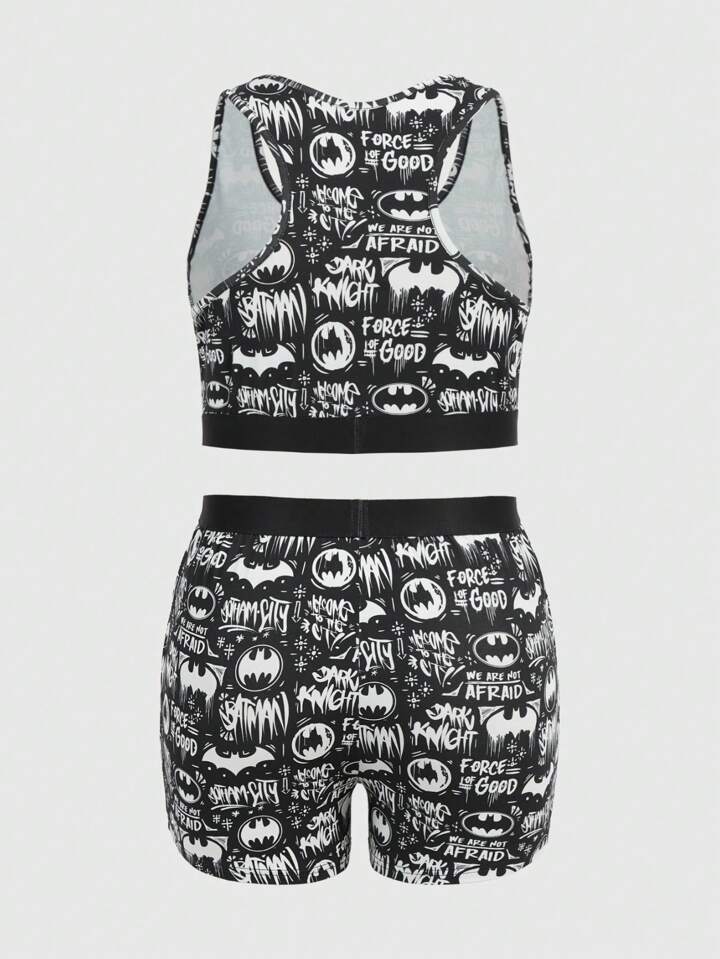 Lo nuevo en Batman X ROMWE Conjunto Pj De Tirantes Con Diseño