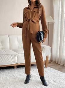 孕婦連體褲 - 棕色 - 查看 5