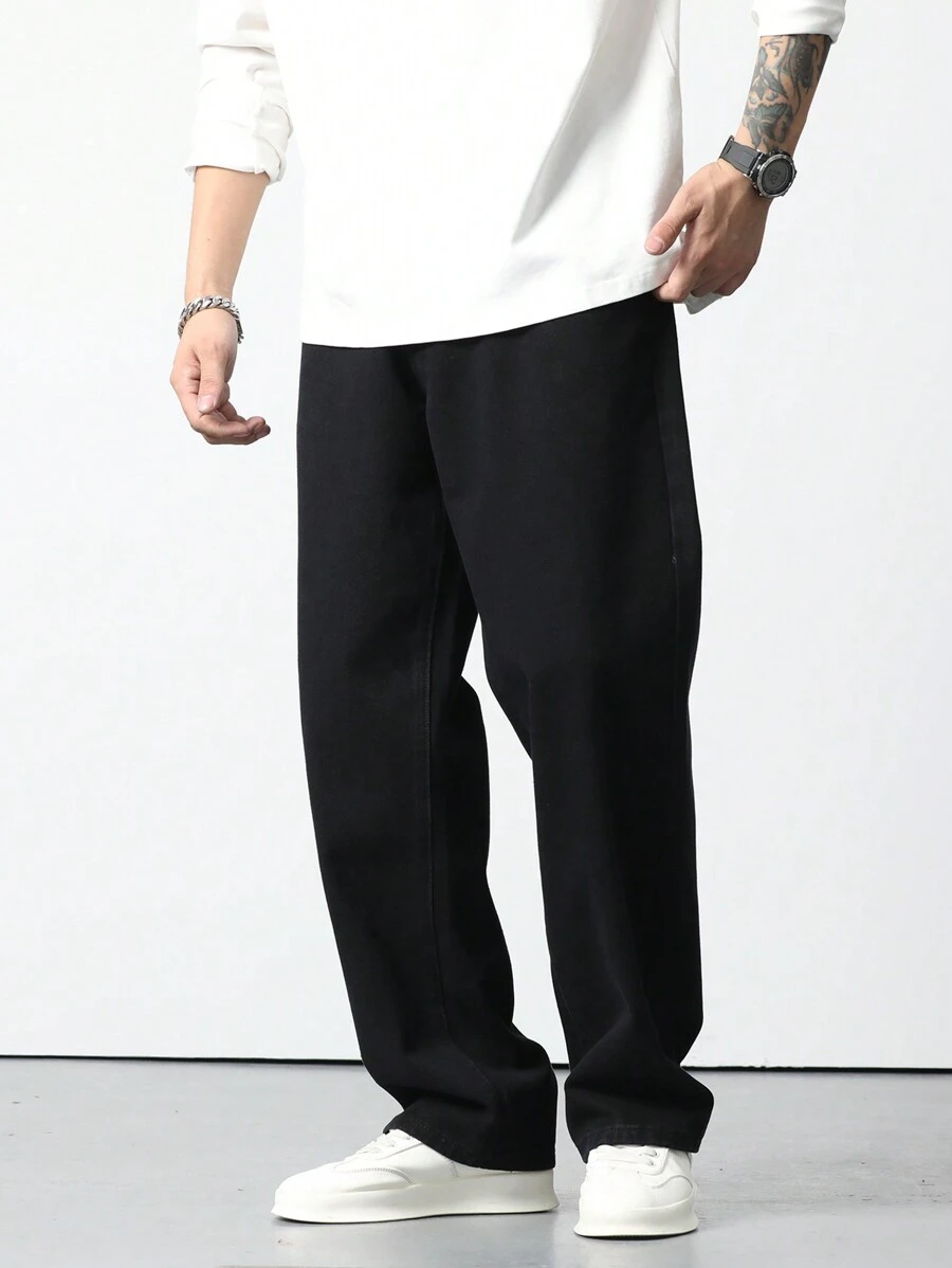 Manfinity Hypemode Loose Fit Men's Jeans With Slant Pockets - Black - View 1