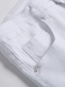 Manfinity Homme Men Cotton Ripped Denim Shorts Jorts Plain All White Vacation Vintage Friends Work Going Out Street Vacation College