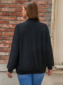 EMERY ROSE 大碼女性刺繡棒球服 - 黑色 - 查看 2