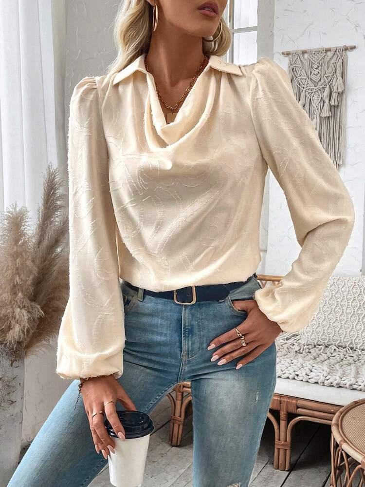 Solid Color Cowl Collar Shirt