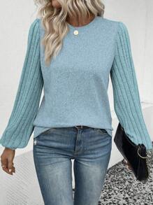 SHEIN LUNE 女士燈籠袖t卹