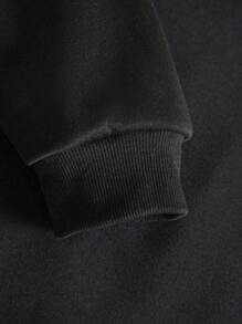 男式连帽休闲趣味印花运动衫 - 黑色 - 查看 4