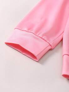 SHEIN Toddler Girls' Heart & Slogan Printed Sweatshirt - Pink - View 3