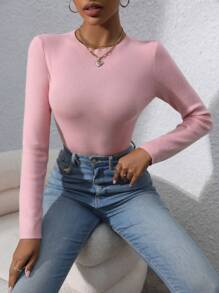 Zolique 露背短款针织套头衫秋冬毛衣 - 粉色 - 查看 2