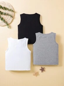 SHEIN Vintaside Kids 3 Stücke/set Rundhals Weste Für Kleine Jungen