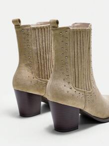 SheIn BIZ Stylish Studded Ankle Boots - Apricot - View 7