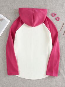 SHEIN EZwear Đồ họa Chữ cái Tay Raglan Dây rút áo có mũ Áo thun - Nhiều màu - Xem 2