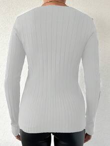 EURMUSE 3pcs Solid Color Round Neck Ribbed Knit Long Sleeve Sweater - Multicolor - View 3