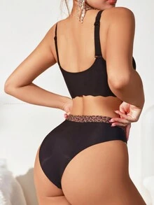 2sets Leopard Print Lingerie Set, Bra & Panty Set - Multicolor - View 3