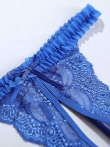 Women's Solid Color Lace Open Panties Three-Piece Set - Multicolor - View 4