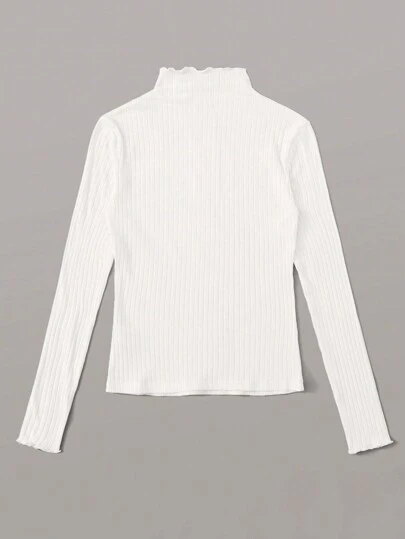 SHEIN EZwear 春季连衣裙 罗纹立领 生菜边上衣