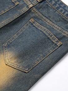 Quần jean denim cổ điển đau khổ của Tween Boys với hiệu ứng giặt - Rửa trung bình - Xem 5