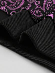 Manfinity EMRG Lỏng lẻo phù hợp Nam In hoa Paisley Dây rút Hoodie - màu đen - Xem 4