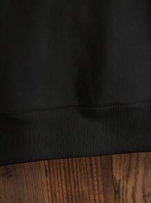 Men's Skull & Letter Printed Fleece Hoodie - Black - View 7