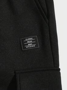 Manfinity VCAY Men Letter Patched Detail Flap Pocket Drawstring Waist Sweatpants