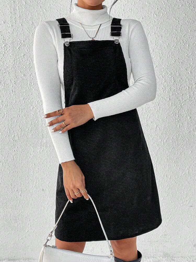 Solid Overall Dress Without Sweater