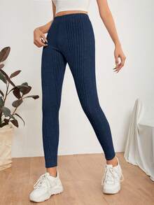 SHEIN PETITE Mallas Interiores De Mujer. - Azul Marino - Ver 4