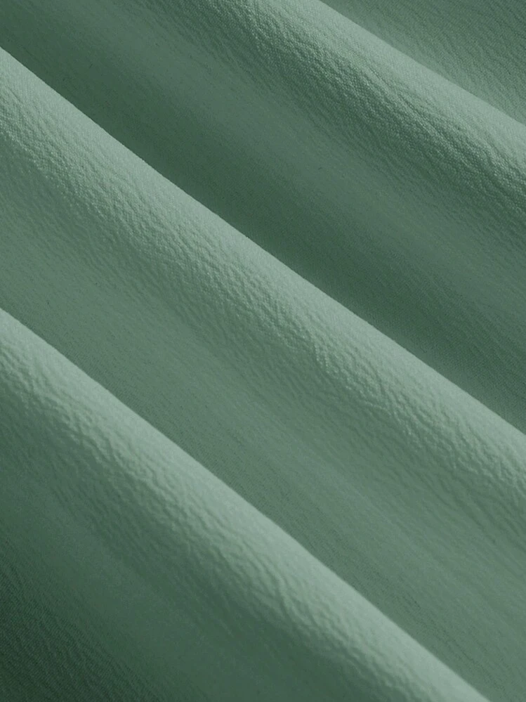 SHEIN MOD Square Neck Flounce Sleeve Lace Up Front Dress - Green - View 4