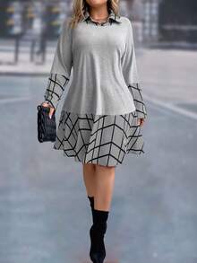 SHEIN LUNE Vestido De Talla Grande - Gris - Ver 6