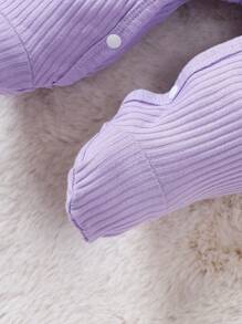 Baby Girl Butterfly Patched Ruffle Trim Footed PJ Set & Hat Holiday Travel Releax Summer Clothes Cotton - Purple - View 6