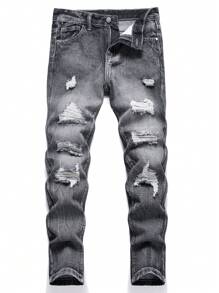 男孩仿舊牛仔褲 - 黑色 - 查看 1