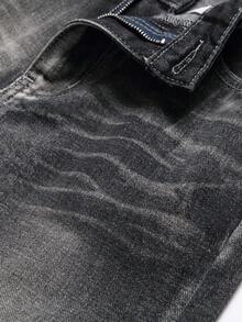 Vaqueros Deshilachados Con Lavado Desteñido Y Rasgados Para Adolescente Niño - Negro - Ver 8