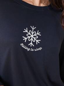 女士絨布雪花格紋家居服套裝