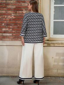 SHEIN LUNE Kích thước lớn Của phụ nữ In Áo & Dây rút Quần ống rộng Bộ - Nhiều màu - Xem 2