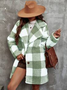 SHEIN Essnce 女式格紋立領外套