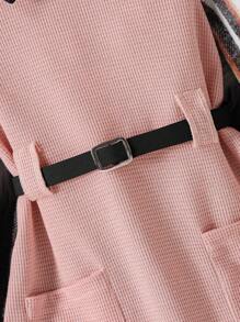 SHEIN 少女格子印花拼接領子裙,不帶腰帶 - 粉色 - 查看 6