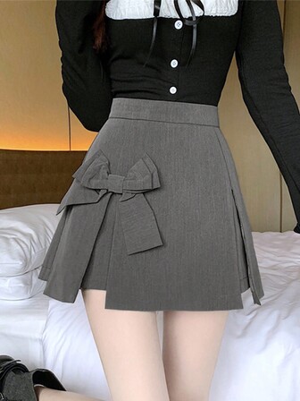 女士波點設計多功能休閒短裙