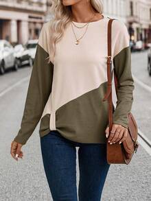 SHEIN LUNE Khối màu Áo thun Thả vai - Nhiều màu - Xem 5