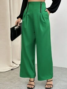 SHEIN Privé 女士長褲 - 綠色 - 查看 4