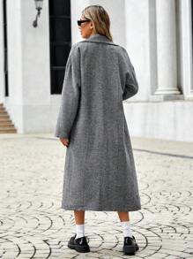EURMUSE Women's Double-breasted Woolen Coat - Grey - View 2