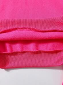 SHEIN 2 cái/bộ Bé gái tuổi teen Lá thư In Hoodie Và Quần thể thao - Màu Hồng Tươi - Xem 5