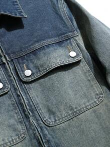 Manfinity Hypemode Nam Flip Túi Áo khoác denim - Rửa nhẹ - Xem 4