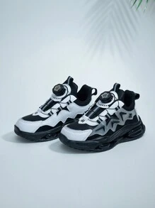 Children's Spring And Autumn Rotating Buckle, Easy To Wear And Breathable Mesh Upper And Shock Absorbing Outsole Sports Shoes